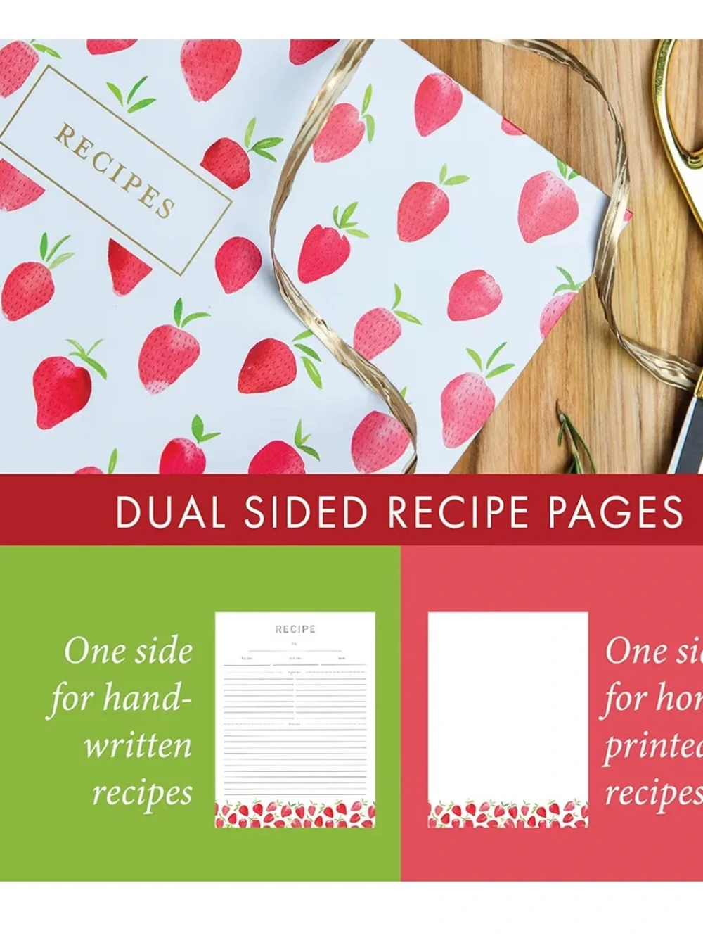 Jot & Mark Strawberry Ring Recipe Binder with Spill-Proof Clear Binder NWT